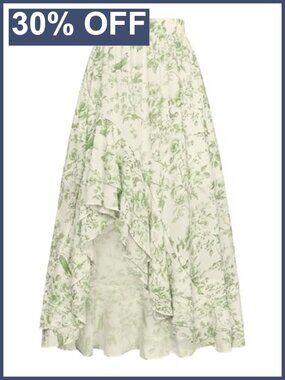 Scarlet Darkness Floral Maxi Skirt High Low A-Line Boho Western Summer
